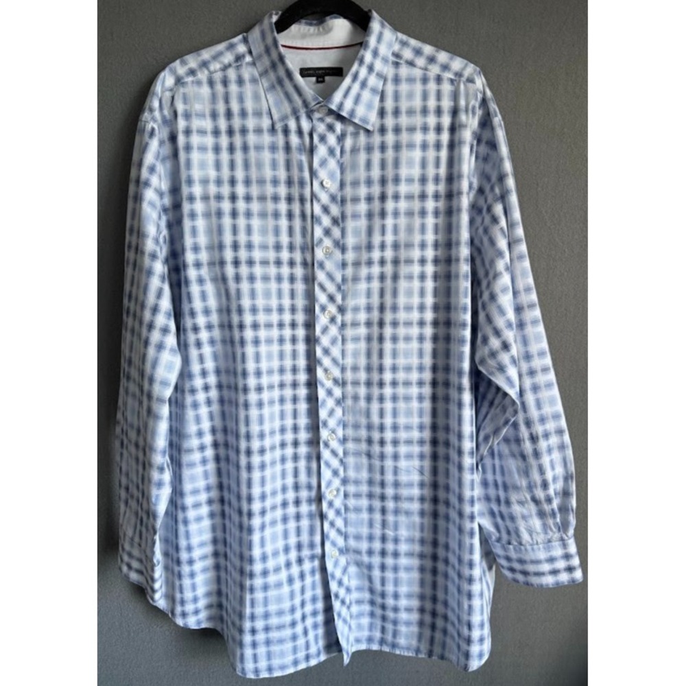 Twenty‎ Eight Degrees Shirt Men 2XL Blue Plaid Long Sleeve Button Up 100% Cotton